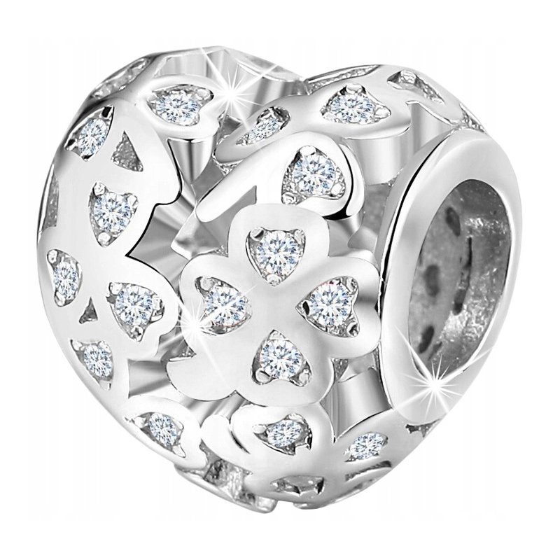 Charms serce srebrny koniczyna koralik beads 925
