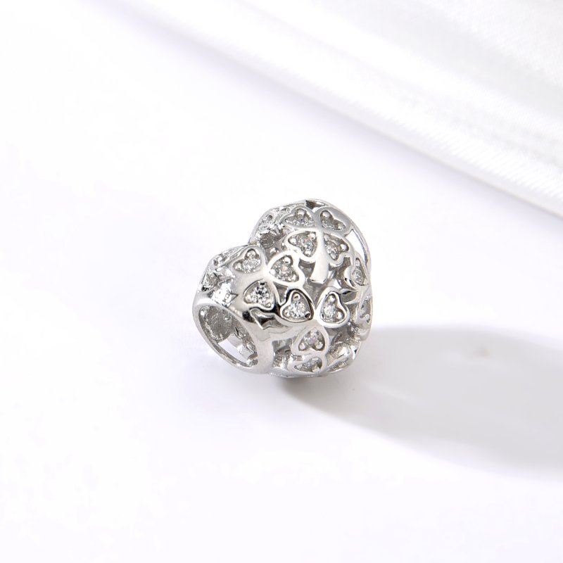 Charms serce srebrny koniczyna koralik beads 925