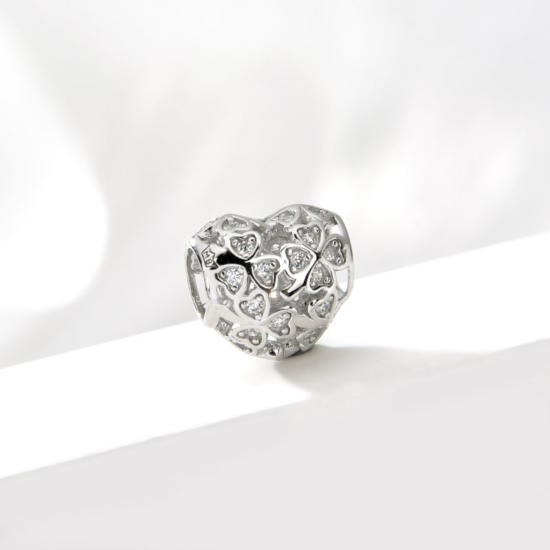 Charms serce srebrny koniczyna koralik beads 925