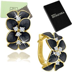 Kolczyki srebrne angielskie kwiatki czarne srebro 925 złocone oryginalne