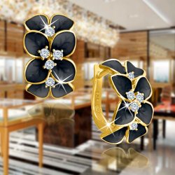 Kolczyki srebrne angielskie kwiatki czarne srebro 925 złocone oryginalne