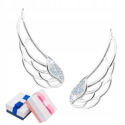 Kolczyki srebrne 925 z cyrkonią nausznice skrzydła