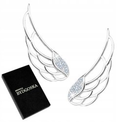 Kolczyki srebrne 925 z cyrkonią nausznice skrzydła