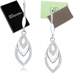 Kolczyki srebrne wiszące z cyrkoniami srebro próba 925 długie kolczyki