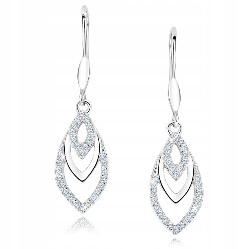 Kolczyki srebrne wiszące z cyrkoniami srebro próba 925 długie kolczyki