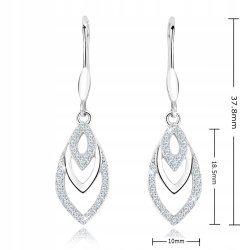 Kolczyki srebrne wiszące z cyrkoniami srebro próba 925 długie kolczyki