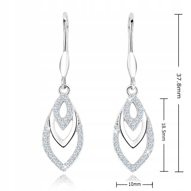 Kolczyki srebrne wiszące z cyrkoniami srebro próba 925 długie kolczyki