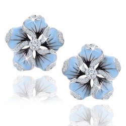 Kolczyki srebrne rodowane kwiatki wkrętki kolczyki srebro 925 sztyfty