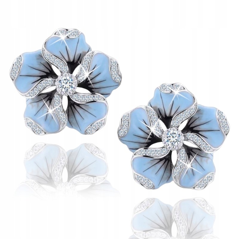 Kolczyki srebrne rodowane kwiatki wkrętki kolczyki srebro 925 sztyfty