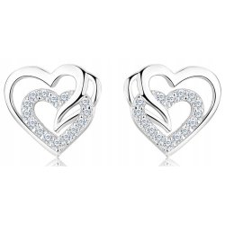 Srebrne kolczyki 925 wkrętki serca dla kobiety