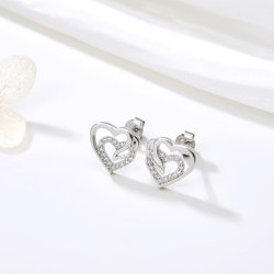 Srebrne kolczyki 925 wkrętki serca dla kobiety