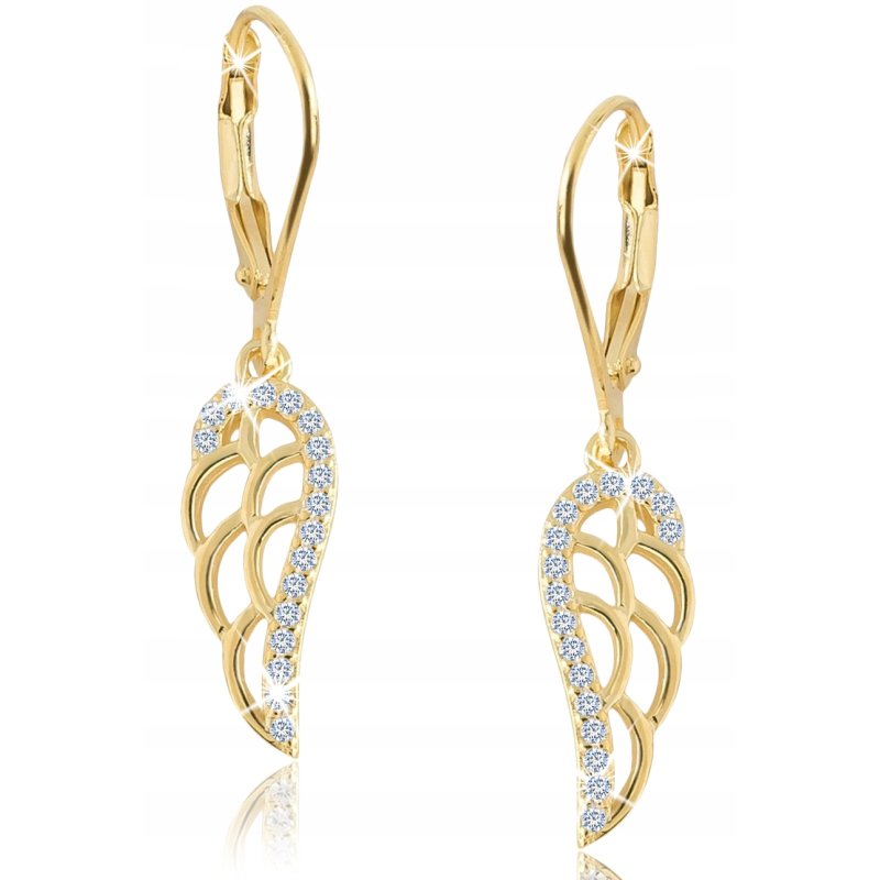 Kolczyki srebrne próba 925 skrzydła pozłacane