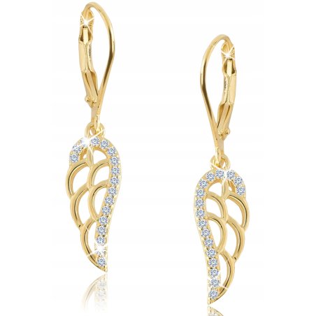 Kolczyki srebrne próba 925 skrzydła pozłacane