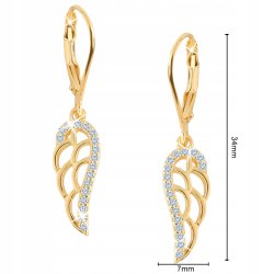 Kolczyki srebrne próba 925 skrzydła pozłacane