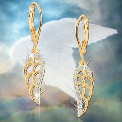 Kolczyki srebrne próba 925 skrzydła pozłacane