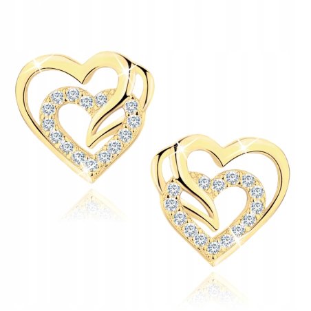 Kolczyki srebrne pozłacane serca srebro próba 925 wkrętki sztyfty