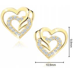 Kolczyki srebrne pozłacane serca srebro próba 925 wkrętki