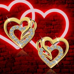 Kolczyki srebrne pozłacane serca srebro próba 925 wkrętki