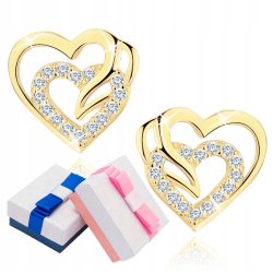 Kolczyki srebrne pozłacane serca srebro próba 925 wkrętki