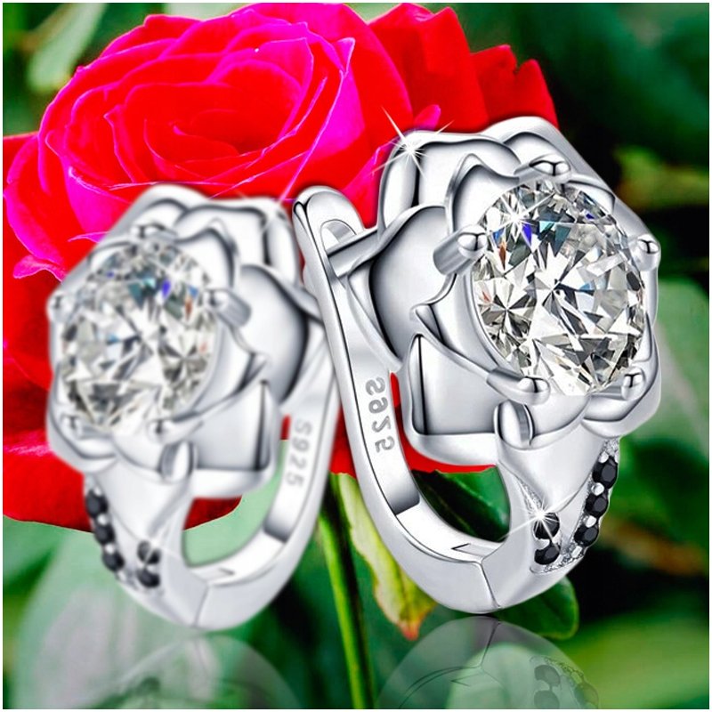 Piękne srebrne kolczyki 925 dla kobiety róże kolczyki kwiatki srebro 925