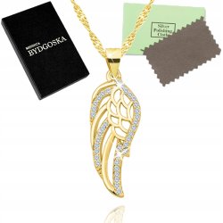 Srebrny naszyjnik skrzydło łańcuszek damski z zawieszką srebro pozłacane próba 925
