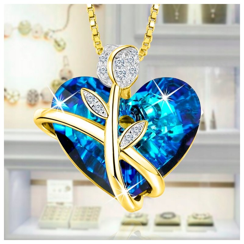 Naszyjnik srebrny łańcuszek damski serce róża naszyjnik srebro pozłacane próba 925