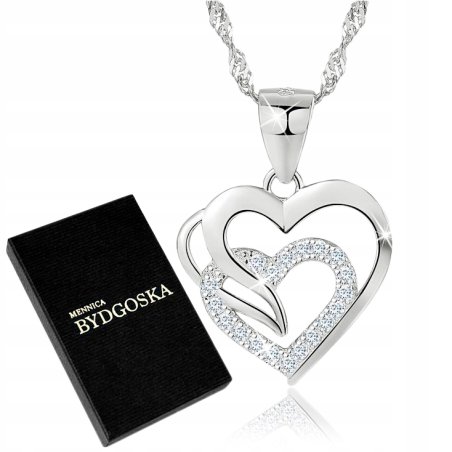 Naszyjnik srebrny serce łańcuszek damski srebro próba 925