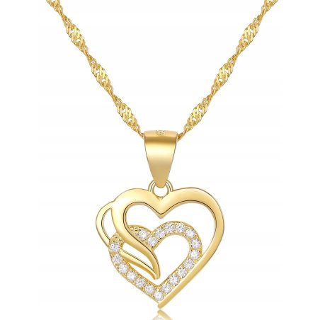 Srebrny naszyjnik serce łańcuszek zawieszka damski srebro pozłacane 925 oryginalny