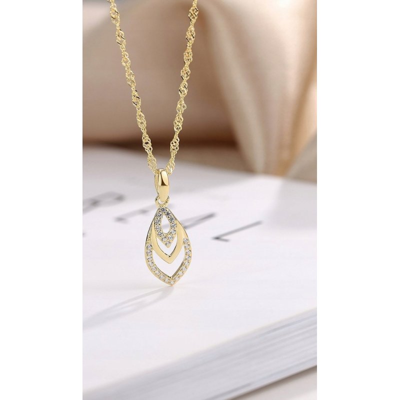 Srebrny naszyjnik damski łańcuszek z zawieszką pozłacany srebro próba 925