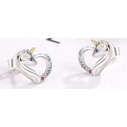 Kolczyki dziecięce na urodziny jednorożce srebrne