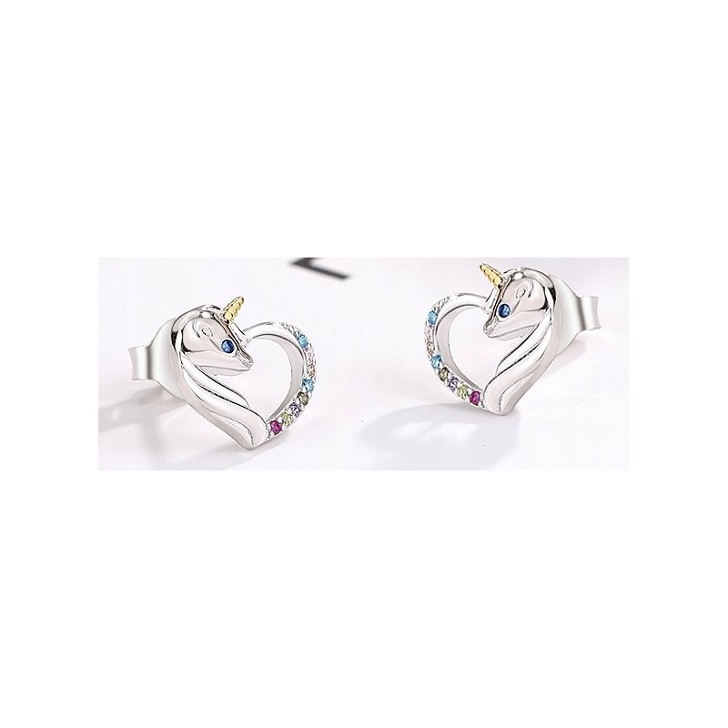 Kolczyki dziecięce na urodziny jednorożce srebrne