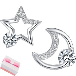 Srebrne kolczyki wkrętki kolczyki sztyfty rodowane księżyc srebro 925