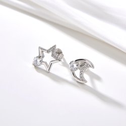 Srebrne kolczyki wkrętki kolczyki sztyfty rodowane księżyc srebro 925