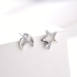 Srebrne kolczyki wkrętki kolczyki sztyfty rodowane księżyc srebro 925