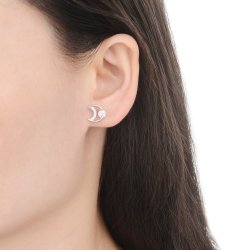 Srebrne kolczyki wkrętki kolczyki sztyfty rodowane księżyc srebro 925