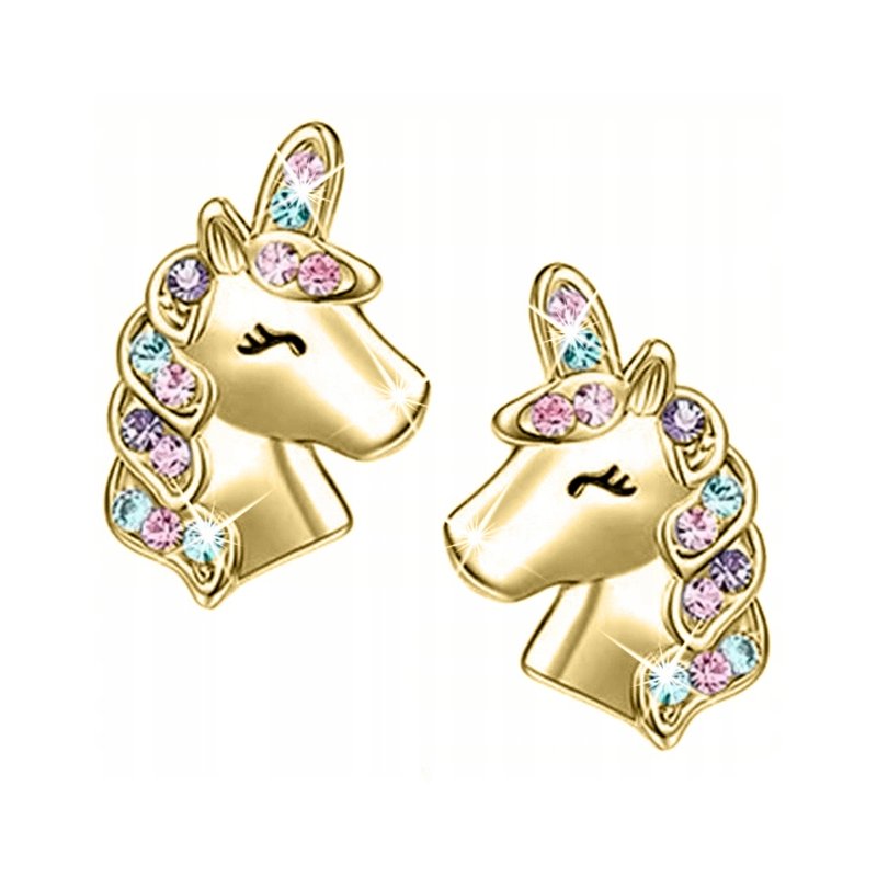 Srebrne kolczyki jednorożce dla dziewczynki srebro pozłacane - urocze detale