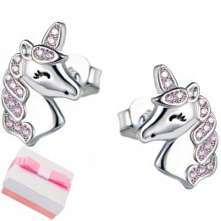 Kolczyki jednorożce srebrne dla dziewczynki 925