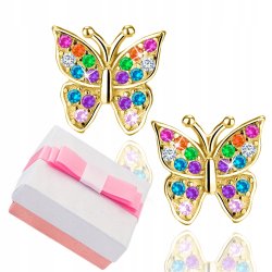 Srebrne kolczyki motylki dla dziewczynki srebro pozłacane 925