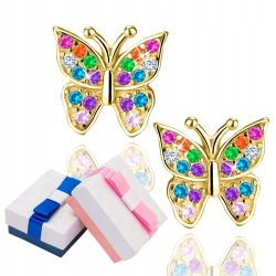 Srebrne kolczyki motylki dla dziewczynki srebro pozłacane 925