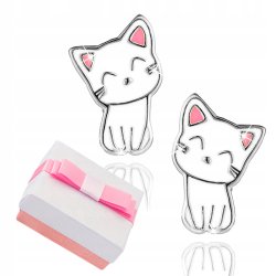 Kolczyki kotki rodowane srebrne dla dziewczynki