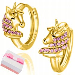 Srebrne kolczyki pozłacane jednorożce dla dziewczynki srebro 925