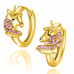 Srebrne kolczyki pozłacane jednorożce dla dziewczynki srebro 925