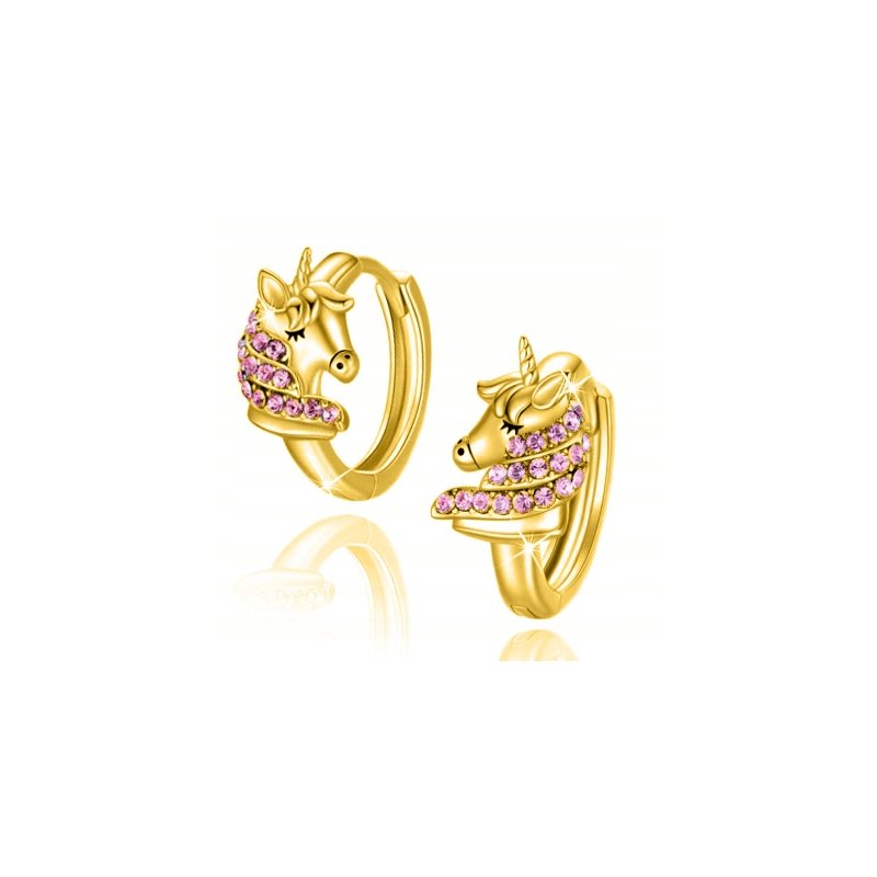 Srebrne kolczyki pozłacane jednorożce dla dziewczynki srebro 925