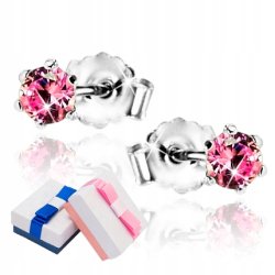 Kolczyki srebrne 925 różowe wkrętki