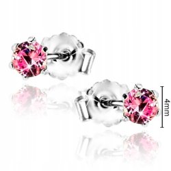 Kolczyki srebrne 925 różowe wkrętki