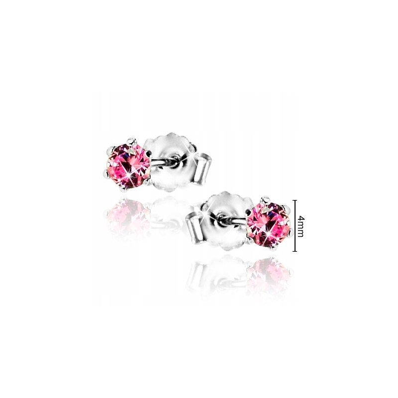 Kolczyki srebrne 925 różowe wkrętki