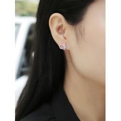 Kolczyki srebrne serca wkrętki kolczyki srebro 925 pokryte różowym złotem