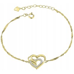 Srebrna bransoletka serce dla kobiety srebro pozłacane 925