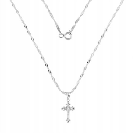 Naszyjnik srebrny krzyż Komunia Chrzest srebro 925
