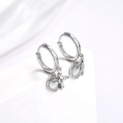 Kolczyki srebrne wiszące serca aniołek kółka na komunię